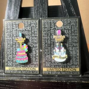 Hard Rock Hotel & Casino Limited Edition Enamel Pins New -Happy Birthday Guitars